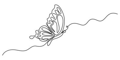 Butterfly one continuous line drawing vector
