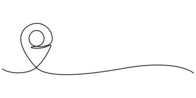 Location pointer continuous one line drawing vector