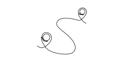 continuous one line google map point route directions and location outline vector