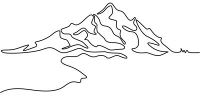 continuous one line drawing of the mountain illustration vector
