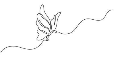 Butterfly continuous one line drawing butterfly flying isolated on white vector