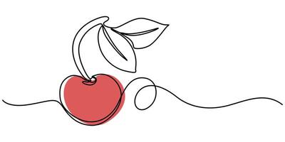 continuous one line drawing abstract shaped cherry single line cherry icon vector