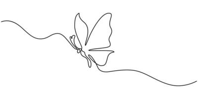 Continuous one line drawing butterfly hand drawn sketch element vector