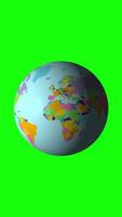 Earth Globus Map Rotating On Vertical On Greenscree Background 2D Cartoon Animation video