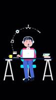 Customer Service, Support Or Call Center On Vertical On Alpha Channel 2D Cartoon Animation video