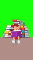 Small Child Hold Open Book And Read On Vertical On Greenscreen Background 2D Cartoon Animation video