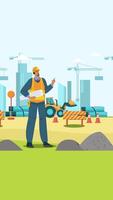 Engineers Working On Construction On Vertical 2D Cartoon Animation video