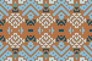 Pixelated Colorful Abstract Geometric Patternfolk Embroidery, Aztec Geometric Ornament Print. Design for Carpet, Wallpaper, Clothing, Wrapping, Fabric vector