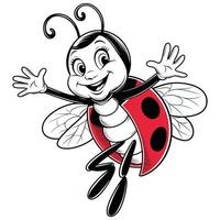 Cute and Expressive Ladybug in a Dynamic Pose. vector