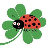 Simple Ladybug and Clover Design. vector