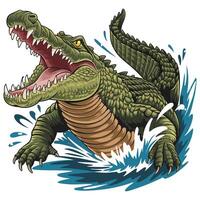 An alligator is swimming in the water vector