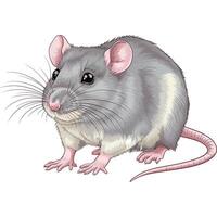 A gray rat is standing on a white background vector