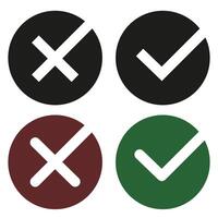 Green and red signs. Set of flat approval and cancellation signs. vector