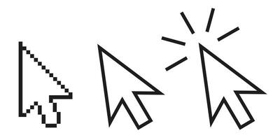 Arrow tools, computer interface button. Collection of three computer arrows. vector