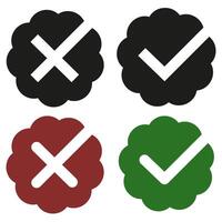 Approved confirmation symbol. Set of flat confirmation and cancellation icons. vector