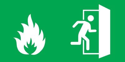 Fire evacuation. Exit emergency exit symbols. Green emergency fire evacuation sign. vector