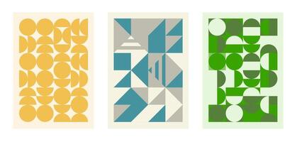 A set of simple geometric art posters with simple shapes and figures in different shades. Scandinavian style design template . vector