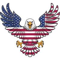 An eagle with the american flag on its wings vector