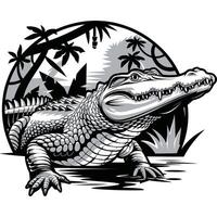 An alligator in the jungle vector