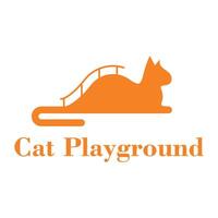 cat playground flat minimalist logo design vector