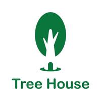 tree house flat minimalist logo design isolated on white background vector