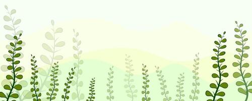 Background with green leaves and branches. vector