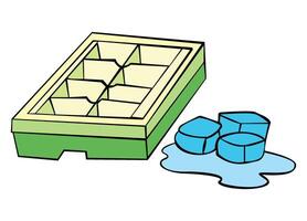 Ice and tray isolated on white background vector