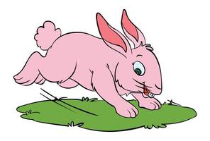 A rabbit running across the grass vector