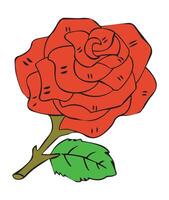 Illustration of a rose with green leaves vector
