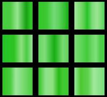 green metallic gradients, swatches collection, shiny gradient set on black background, metallic texture vector