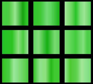 green metallic gradients, swatches collection, shiny gradient set on black background, metallic texture vector