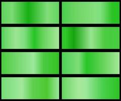 Set of green metal gradients, swatches collection. Different gradation design. vector