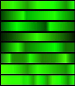 green metallic gradients, swatches collection, shiny gradient set on black background. vector