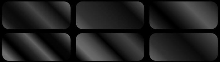 Dark black gradient banner in different shades design . set of black metal gradients. vector