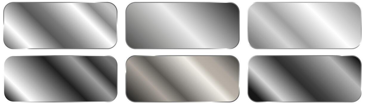 Silver Gradient Set. chrome color foil texture background. vector