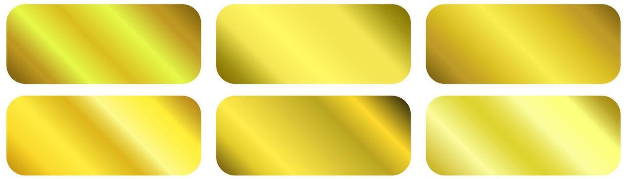 Gold Gradient Swatches. Gold gradients metallic gradients set. Golden gradient color set. vector