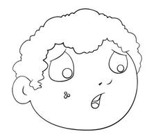 Boy face wonder outline white on background vector