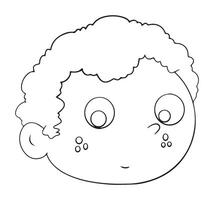 Boy face sad outline white on background vector