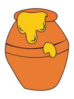 Clay pot with honey illustration vector