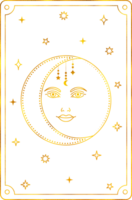 Tarot card moon in line art style. png