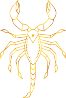 Scorpio zodiac sign in line art style with golden foil effect. png