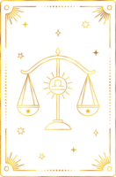 Tarot card with libra zodiac style. Simple line art style. png