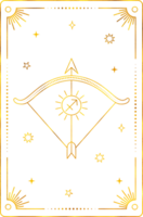 Tarot card with sagittarius zodiac style. Simple line art style. png