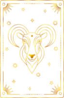 Tarot card with aries zodiac style. Simple line art style. png