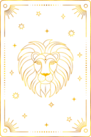 Tarot card with leo zodiac style. Simple line art style. png