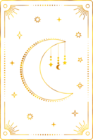 Tarot card moon with gold foil effect. png