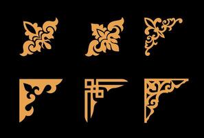 Collection of different abstract vintage corner on gold colour vector