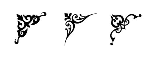 Collection of different abstract vintage corner on white background vector