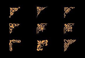 Collection of different abstract vintage corner ornaments art vector