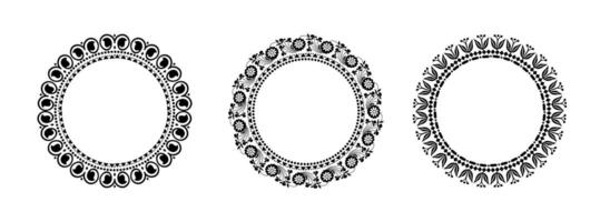 Round Decorative Frame Ornament Art on Black and White Colour vector